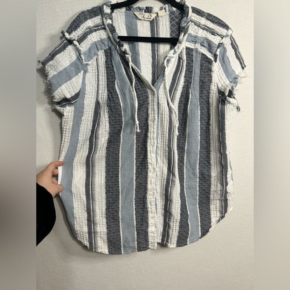 Cafe marrahesh striped button up blouse